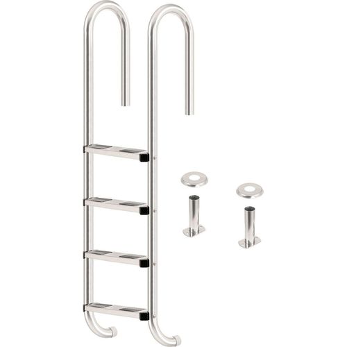 Zelsius Edelstahl Poolleiter mit 4 Stufen, 50 x 26,5 x 157 cm, mit Rutschsicherung, Pool Einstieg
