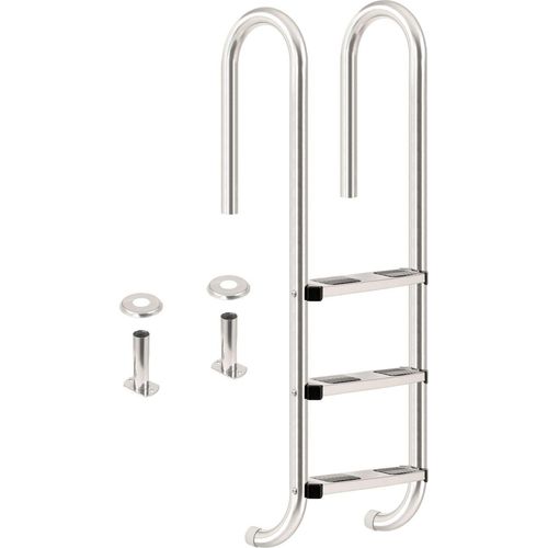 Zelsius Edelstahl Poolleiter mit 3 Stufen, 50 x 26,5 x 132 cm, mit Rutschsicherung, Pool Einstieg