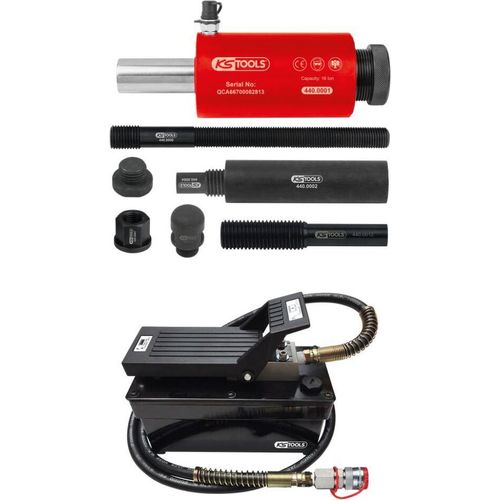 KS TOOLS Hydraulik-Einheit 16t mit Luft-Hydraulik-Pumpe 13tlg. - 440.9991