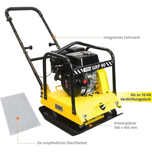 GÜDE GRP 90 Rüttelplatte Verdichter Rüttler Fahrwerk PolyurethanPlatte 94kg 16kN