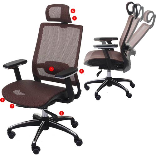Bürostuhl HWC-A20, Schreibtischstuhl, ergonomisch Kopfstütze Stoff/Textil ISO9001 mandarin