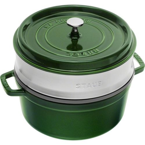 Staub Guss Cocotte mit Dämpfeinsatz Basilikum 26 cm