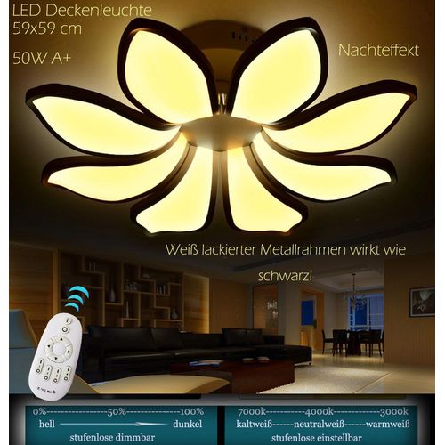 LED Deckenleuchte 8016-8-WJ 50W mit Fernbedienung Lichtfarbe/helligkeit einstellbar Acryl-Schirm A+,LED Wohnzimmerleuchte Kronleuchte Pendelleuchte Deckenlampe Deckenstrahler led Deckenleuchte Hängeleuchte Hängelampe