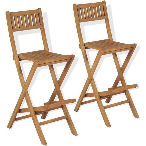 Klappbare Garten-Barhocker 2 Stk. Massivholz Teak