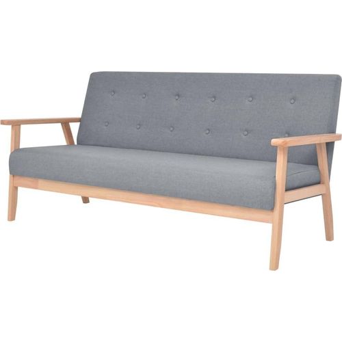 3-Sitzer-Sofa Stoff Hellgrau
