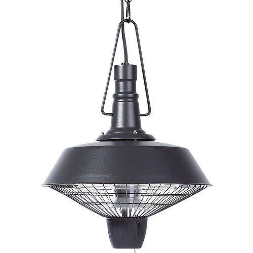 BELIANI Deckenheizstrahler Schwarz Elektrischer Terrassenstrahler aus Stahl 2100 Watt mit 2 Halogen Lampen Modern