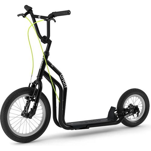 Yedoo City Roller Scooter Tretroller - für Erwachsene und Teenager,bis 120 kg, mit Luftreifen 16/12 und verstellbarem Lenker Schwarz