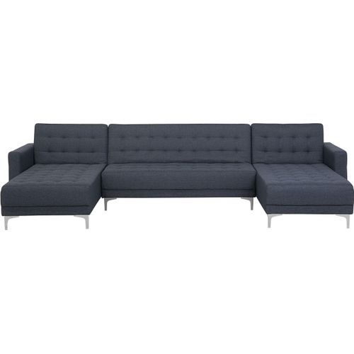 BELIANI Schlafsofa Dunkelgrau Silber mit Polsterbezug U-förmiges großes Sofa Wohzimmer Salon Modernes Design