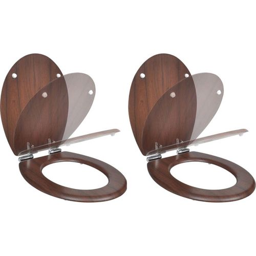 Toilettensitze 2 Stk. Deckel mit Absenkautomatik MDF Braun