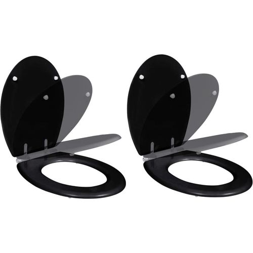 Toilettensitze 2 Stk. mit Absenkautomatik MDF Schwarz