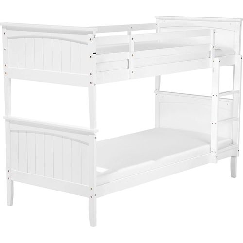 BELIANI Hochbett Weiß 90 x 200 cm Kiefernholz Natürliches Material Etagenbett Mit Leiter Traditionell Modern