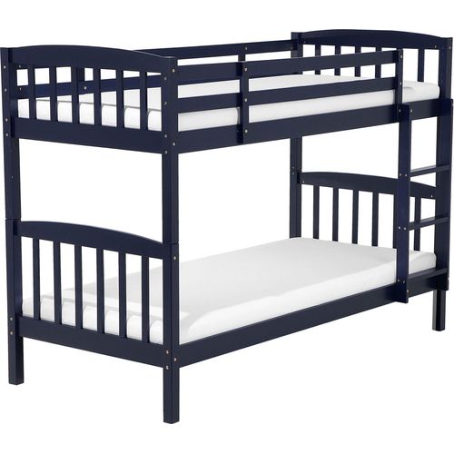 BELIANI Hochbett Marineblau Kiefernholz 90 x 200 cm Etagenbett mit Leiter und 2 Lattenrosten Modern Schlafzimmer Ausstattung