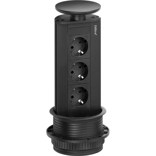 Einbausteckdose Evoline Port, 3-fach Küchensteckdose versenkbar