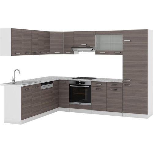 Eckküche Vicco R-Line Edelgrau/Weiß 287 x 227 cm, AP Marmor, Model 29688