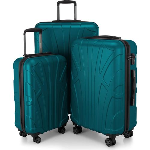 Suitline - 3er Kofferset Rollkoffer Hartschalenkoffer 4 Rollen Handgepäck-Trolley und Aufgabegepäck Koffer erweiterbar Travel Luggage Gepäck Set Hardcase ABS, TSA,Aquagrün