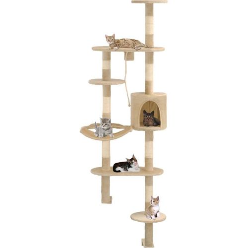Wandkratzbaum mit Sisal-Kratzsäulen 194 cm Beige