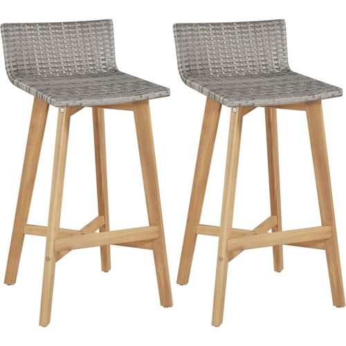 Barhocker 2 Stk. Massivholz Akazie