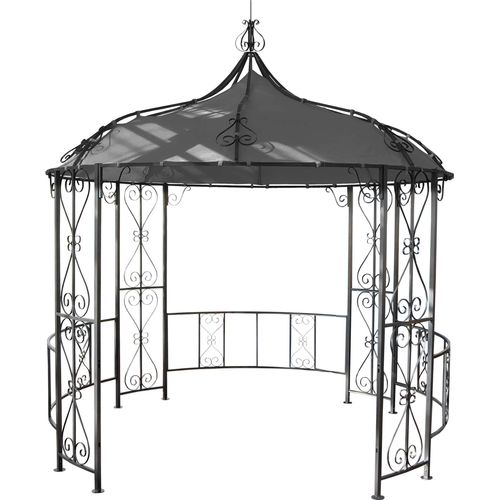 Pergola Cabrera, Rundpavillon Garten Pavillon, stabiles Stahl-Gestell, Ø 3m grau