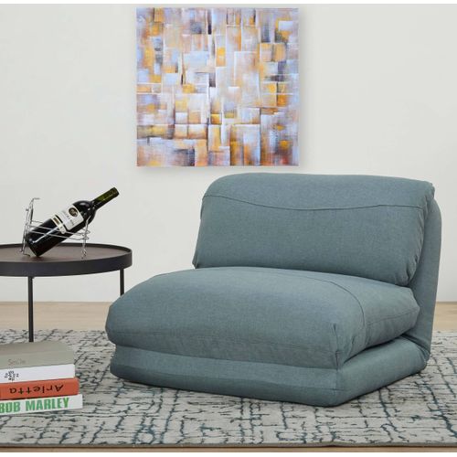 Schlafsessel HWC-E68, Schlafsofa Funktionssessel Klappsessel Relaxsessel, Stoff/Textil grau-blau