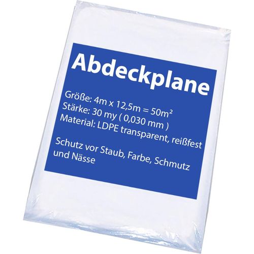 Abdeckfolie Malerplane 4x12,5m Schutzfolie 30my Profi 50 Stück 50m²