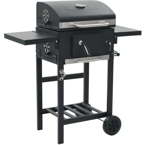 Holzkohlegrill mit Unterer Ablage Schwarz