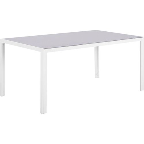 BELIANI Gartentisch Grau und Weiß Aluminium mit Glasplatte Hartglas 160 x 90 cm Rechteckig Modern Outdoor Terrasse Ausstattung