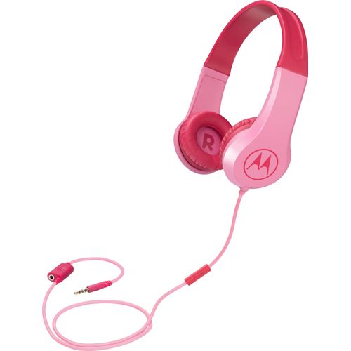Motorola Lifestyle Squads 200 - Kabelgebunder Kinderkopfhörer - Begrenzter Lautstärk mit 85 dB, Flexibel und langlebig, Gehörschutz und Musik-Sharing-Funktion, Anti-Allergie-Kissen (BPA-frei) - Rosa