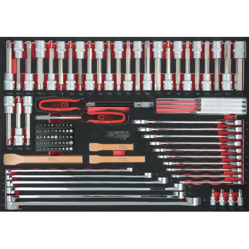 KS TOOLS Meißel- / Schlüssel- / Bit-Stecknuss-Satz 106tlg. 1/1 Systemeinlage - 711.0106