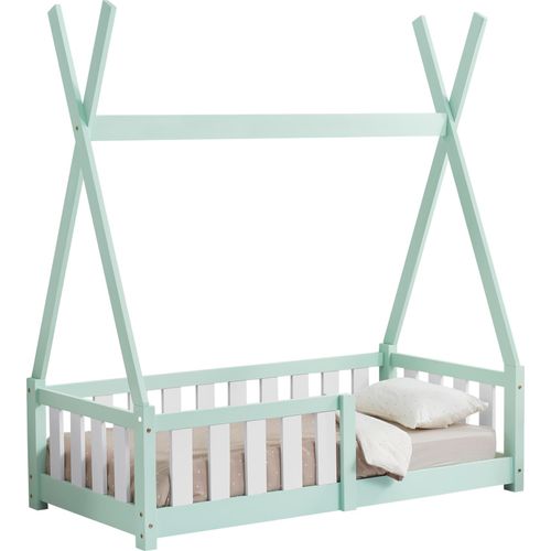 Kinderbett ‘Helsingborg’ mit Rausfallschutz Kiefernholz 70 x 140 cm Mint