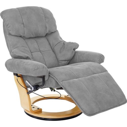 MCA Relaxsessel Calgary 2, Fernsehsessel Sessel, Stoff/Textil 150kg belastbar hellgrau, naturbraun