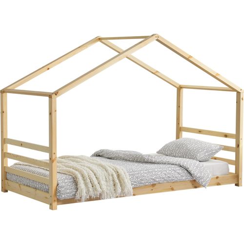 Kinderbett mit Lattenrost Hausbett Holz 90x200 cm Bettenhaus Bett Jugendbett [en.casa]