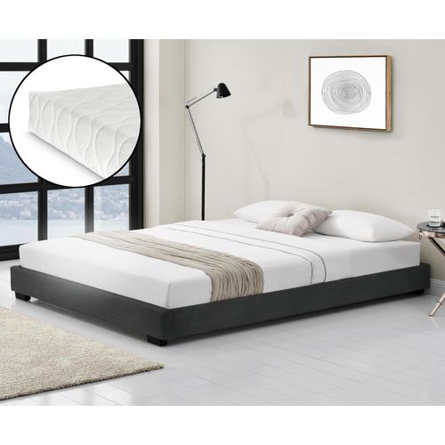 Kunstlederbett mit Kaltschaum-Matratze und Lattenrost 140x200 cm Polsterbett aus Kunstleder mit Matratze Standard 100 Jugendbett Kunstleder in Schwarz Corium