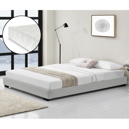 Kunstlederbett mit Kaltschaum-Matratze und Lattenrost 140x200 cm Polsterbett aus Kunstleder mit Matratze Standard 100 Jugendbett Kunstleder in Weiß Corium