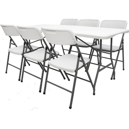 Gartenmöbel Set klappbar - 180cm Tisch mit 6 Stühlen Garten Sitzgruppe Essgruppe