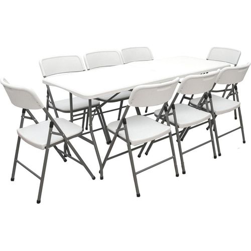 Gartenmöbel Set Klappbar - 180cm Tisch mit 8 Stühlen Garten Sitzgruppe Essgruppe
