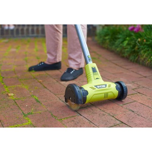 RYOBI Akku-Fugenreiniger RY18PCA-120, Unkraut und Gras in Fugen, Teleskopstiel und Zweithandgriff, 18V, 2Ah Akku