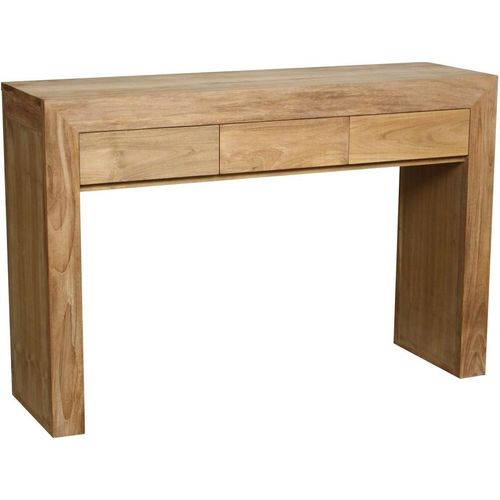 120x35cm Teak Konsolentisch Taberg mit 2 Schubladen Massivholz Wetterfest