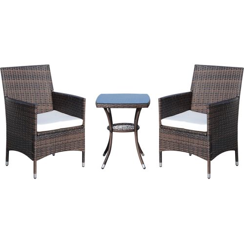 Outsunny 3-tlg. Balkonmöbel Set Sitzgruppe Rattan Gartenset Polyrattan Braun