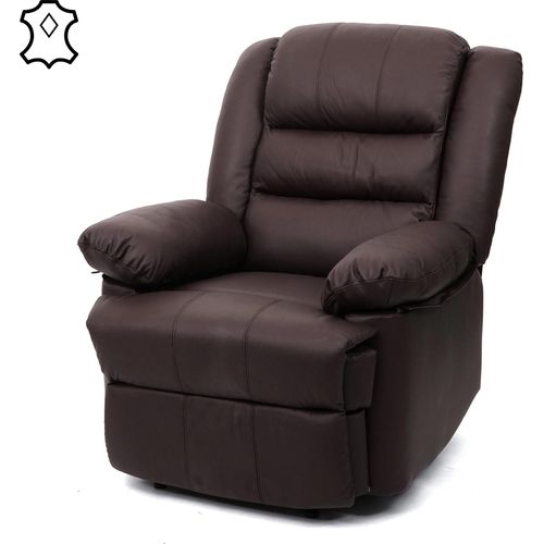 Fernsehsessel HWC-G15, Relaxsessel Liege Sessel, Leder + Kunstleder 101x87x100cm braun