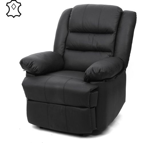 Fernsehsessel HWC-G15, Relaxsessel Liege Sessel, Leder + Kunstleder 101x87x100cm schwarz