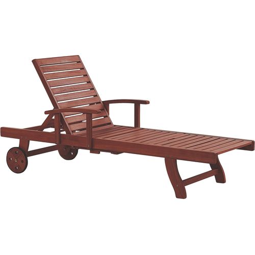 BELIANI Gartenliege Dunkelbraun Akazienholz verstellbar rollbar modern Terrasse Garten Balkonmöbel