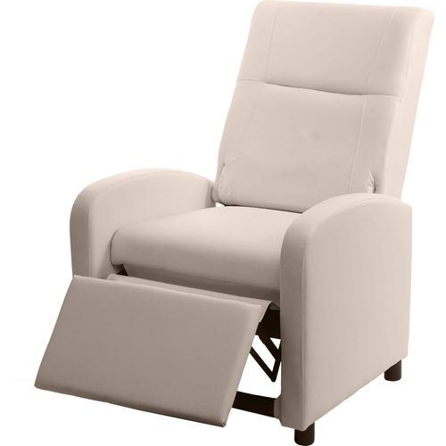 Fernsehsessel HWC-H18, Relaxsessel Liege Sessel, Kunstleder klappbar 99x70x75cm creme