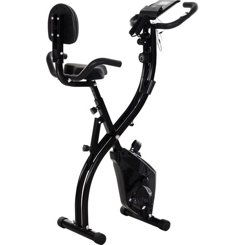 HOMCOM Heimtrainer X-Bike 2-in-1 Fahrradtrainer LCD-Display klappbarer Hometrainer Trimmrad mit 8 stufig einstellbarem Magnetwiderstand und 1 Paar Spannseil Stahl Schwarz 97x51x115 cm