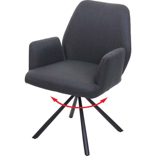 Esszimmerstuhl HWC-H71, Küchenstuhl Lehnstuhl Stuhl, drehbar Auto-Position Stoff/Textil Stahl dunkelgrau