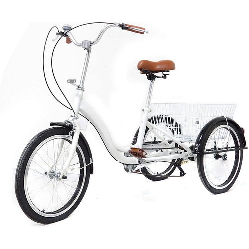 Dreirad Erwachsenendreirad 20 zoll Weiß Erwachsene Dreirad Mit Einkaufskorb 3 Rad Fahrrad Geschenke für ältere Eltern