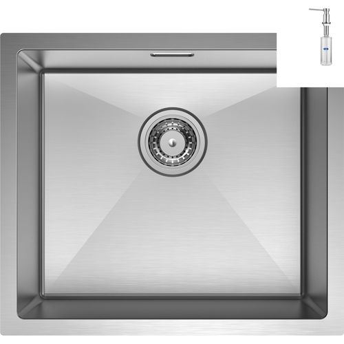 CECIPA Quadratische Küchenspüle 50cm * 44cm Edelstahlspüle Gebürstete + Gebürstete Seifenspender
