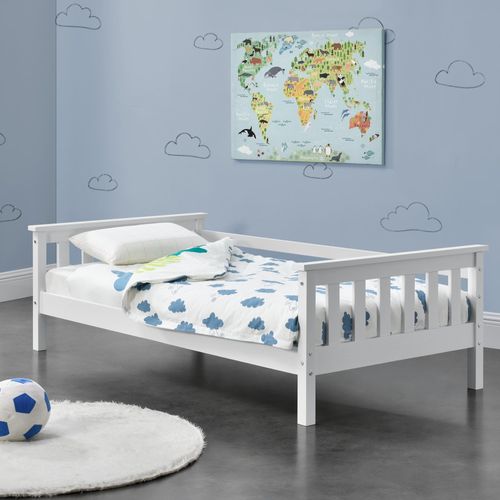 Kinderbett Nuuk mit Stauraum 80x160 cm Jugendbett bis 70 kg mit Lattenrost Kojenbett Kiefernholz Weiß
