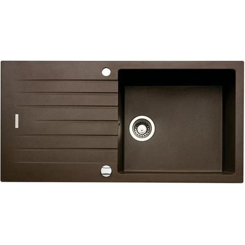 NABER Spüle ANGOLA 100L in ESPRESSO mit Drehexcentergarnitur verchromt / Auflagespüle / Einzelbecken / 60 cm Schrankbreite