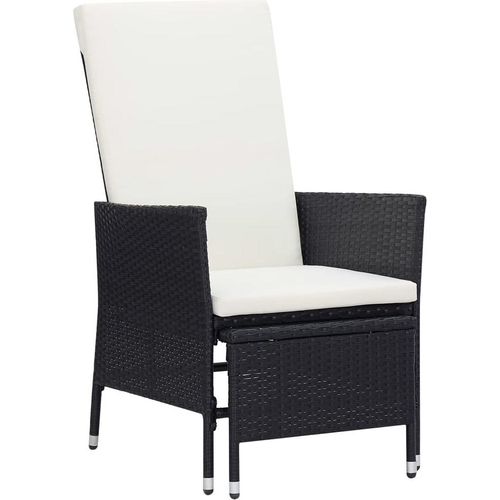 Garten-Liegestuhl mit Auflagen Poly Rattan Schwarz