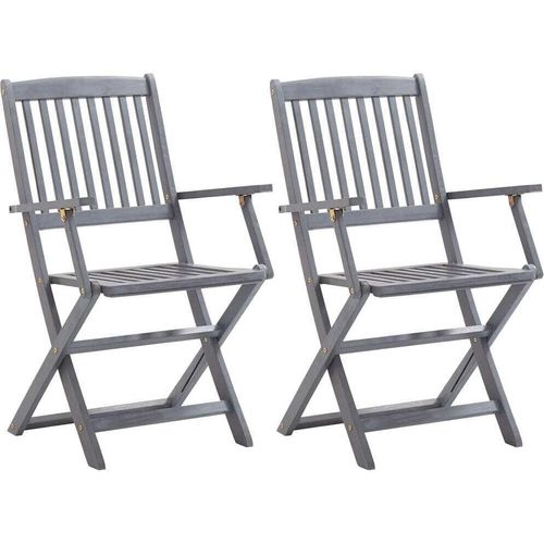 vidaXL Klappbare Gartenstühle 2 Stk. mit Sitzkissen Massivholz Akazie